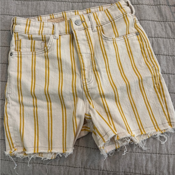 Pilcro Pants - Anthropologie Pilcro Yellow and Cream Striped Shorts